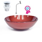 Cuba De Vidro Redonda 31cm Vermelho Cereja + Válvula Click +