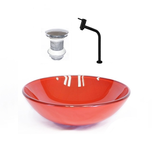 Cuba De Vidro Redonda 31cm Vermelho Ferrari + Valvula + Torne