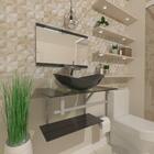 Cuba De Vidro Redonda 35cm Branca + Valvula + Torneira Preta