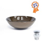 Cuba De Vidro Redonda 35cm Marrom + Válvula Click