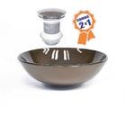 Cuba De Vidro Redonda 35cm Marrom + Válvula Click