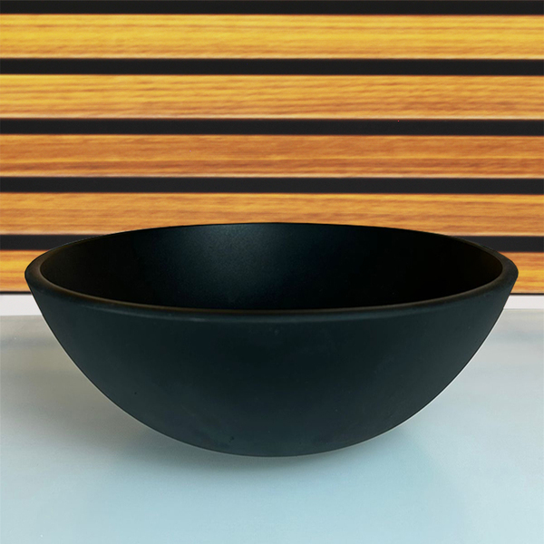 Cuba De Vidro Redonda 35cm Preto Fosco