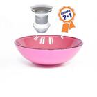 Cuba De Vidro Redonda 35cm Rosa + Válvula Click