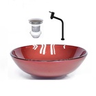 Cuba De Vidro Redonda 35cm Vermelho Cereja + Valvula + Tornei