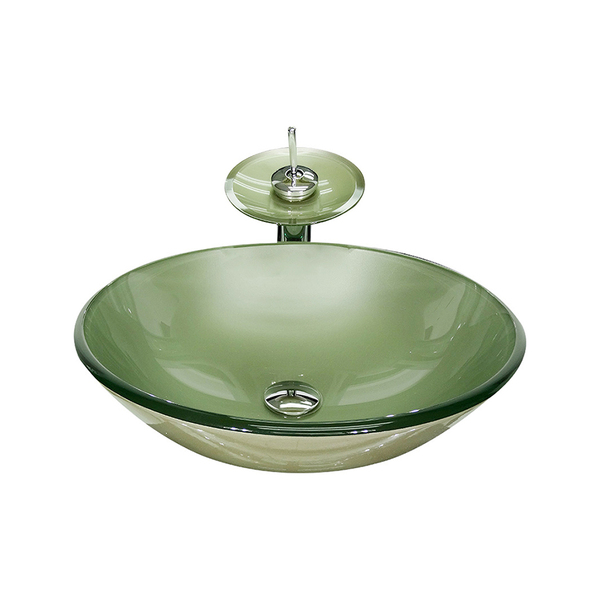 Cuba De Vidro Redonda 42cm Champanhe + Valvula + Torneira Cas