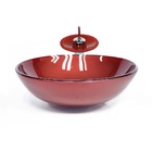 Cuba De Vidro Redonda 42cm Vermelho Cereja + Valvula + Tornei