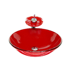 Cuba De Vidro Redonda 42cm Vermelho Ferrari + Valvula + Torne