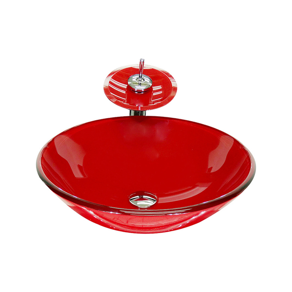 Cuba De Vidro Redonda 42cm Vermelho Ferrari + Valvula + Torne