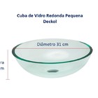Cuba de Vidro Redonda Azul com Válvula Click, Sifão e Torneir