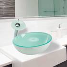 Cuba de Vidro Redonda Branca com Válvula Click, Sifão e Torne