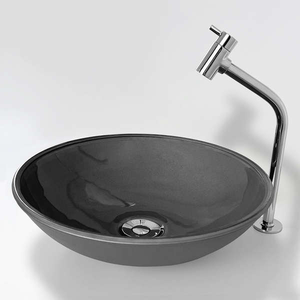 Cuba de Vidro Redonda Cinza P/ Banheiro ou Lavabo De Sobrepor