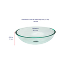 Cuba de Vidro Redonda Pequena Azul com Válvula Click, Sifão e