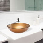 Cuba de Vidro Redonda Pequena Dourada