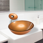 Cuba de Vidro Redonda Pequena Dourada