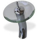 Cuba de Vidro Redonda Pequena Incolor,com Válvula Click, Sifã