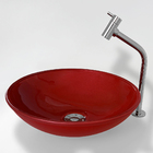 Cuba de Vidro Redonda Vermelha P/ Banheiro ou Lavabo De Sobre