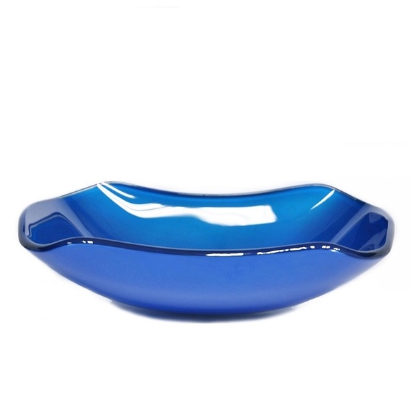 Cuba De Vidro Retangular Abaulada 45cm Azul Escuro