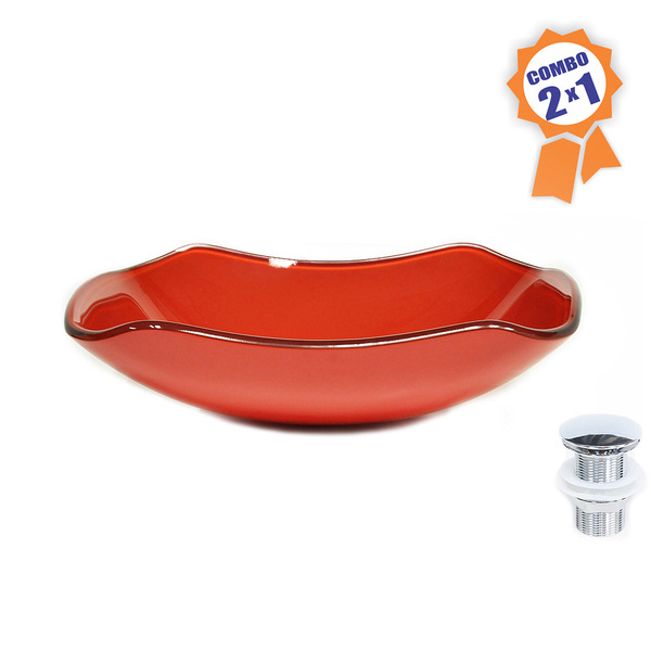 Cuba De Vidro Retangular Abaulada 45cm Vermelho Ferrari + Vál