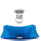 Cuba De Vidro Retangular Chanfrada 37cm Azul Escuro + Válvula