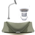 Cuba De Vidro Retangular Chanfrada 37cm Champanhe + Válvula C