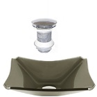 Cuba De Vidro Retangular Chanfrada 37cm Ouro Envelhecido + Vá