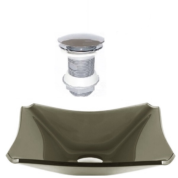 Cuba De Vidro Retangular Chanfrada 37cm Ouro Envelhecido + Vá