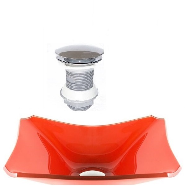 Cuba De Vidro Retangular Chanfrada 37cm Vermelho Ferrari + Vá