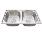 Cuba Dupla Aço Inox 304 + Torneira Gourmet Preta E Lixeira