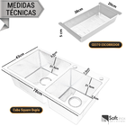 Cuba Dupla Aço Inoxidável Luxo Square Escovada 78cm x 43cm C/