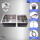 Cuba Dupla Aço Inoxidável Luxo Square Escovada 78cm x 43cm C/