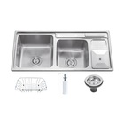 Cuba Dupla Com Lixeira Cozinha Luxo Gourmet Inox com Acessóri