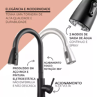 Cuba Dupla Cozinha Aço Inox 304 + Torneira Extensível Preta