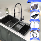 Cuba Dupla Cozinha Gourmet Preta Inox + Torneira Monocomando