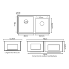 Cuba Dupla Cromada Cozinha Gourmet em Aço Inox 201 com Válvul