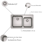 Cuba Dupla De Sobrepor Franke Bell Válvula Aço Inox