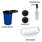 Cuba Dupla Gourmet Aço Inox Preta + Torneira Preta E Lixeira