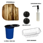 Cuba Dupla Inox Black + Torneira Preto Fosco Tábua E Lixeira