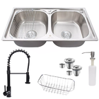 Cuba Dupla Para Cozinha Em Inox 304 E Torneira Gourmet Preta