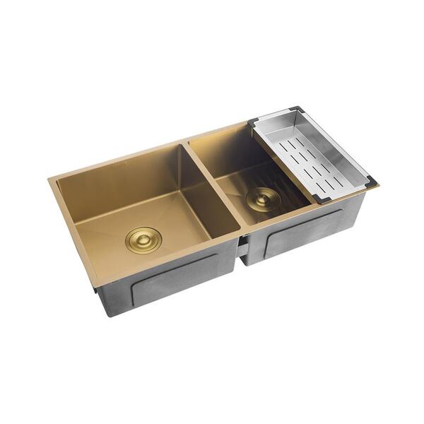 Cuba Dupla Para Cozinha Gourmet Aço Inox 304 Tukano 86x44 Cm