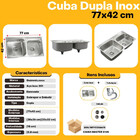 Cuba Dupla Pia Cozinha Gourmet Aço Inox 77x42cm Guimmis.casa