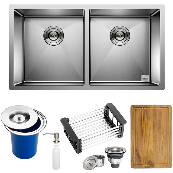 Cuba Dupla Quadrada Inox 304 Cozinha Pia Embutir  Gourmet 78x