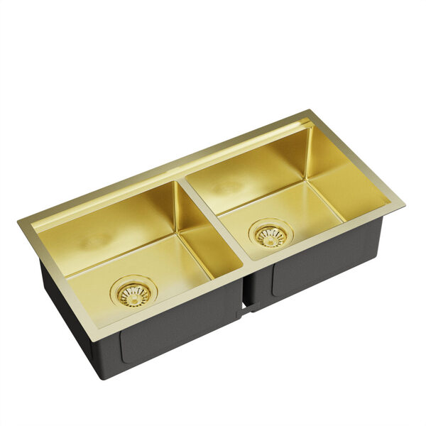 Cuba Dupla Workstation De Cozinha Inox 82x41 Cm (kobe Dourada