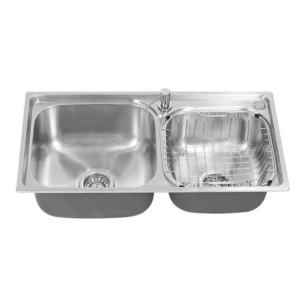 Cuba em Aço Inox 304 com Válvula, Dispenser e Cesto Cozinha Á