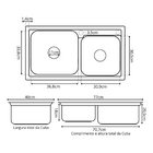 Cuba em Aço Inox 304 com Válvula, Dispenser e Cesto Cozinha Á