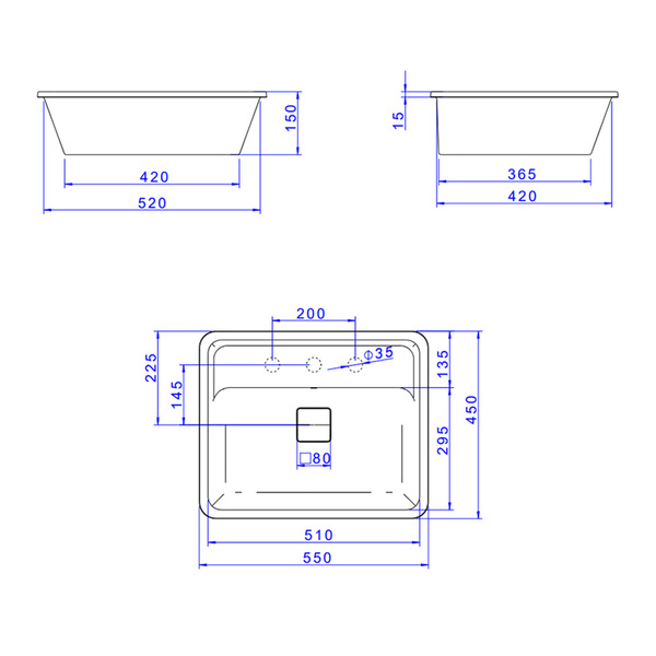 Cuba Embutir Retangular C/ Mesa 50cm Branco Deca