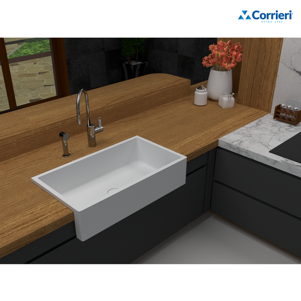 Cuba Farm Sink 75cm Em Ssm Corian + Válvula