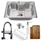 Cuba Gourmet 60x42 Inox304 +tábua E Torneira De Parede Preta