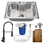 Cuba Gourmet 60x42 Inox 304 + Tábua Lixeira E Torneira Black