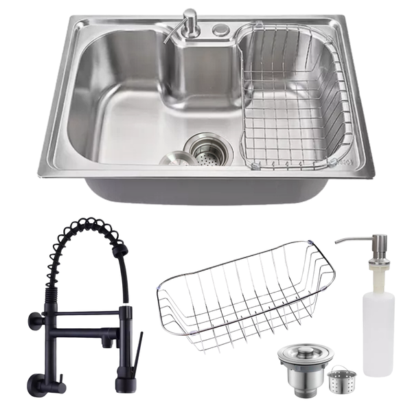 Cuba Gourmet 60x42cm Inox304 + Torneira Gourmet Parede Preta