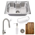 Cuba Gourmet 60x42cm Inox Escovado + Torneira Touch E Tábua